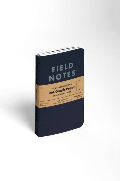 Field Notes Pitch Black Memo Dot Grid Book 3 - PackFN-34 - Alcove & Nib Stationery